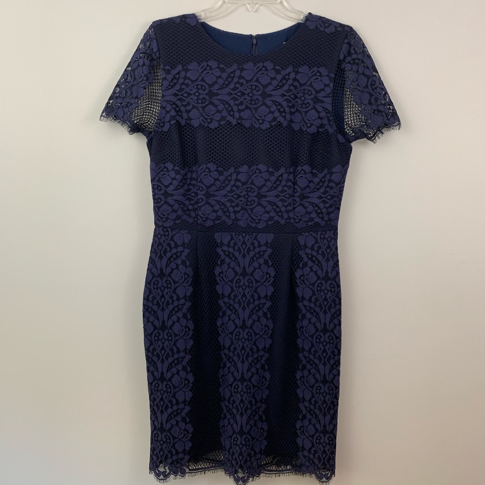 Cremieux dress- navy blue lace overlay